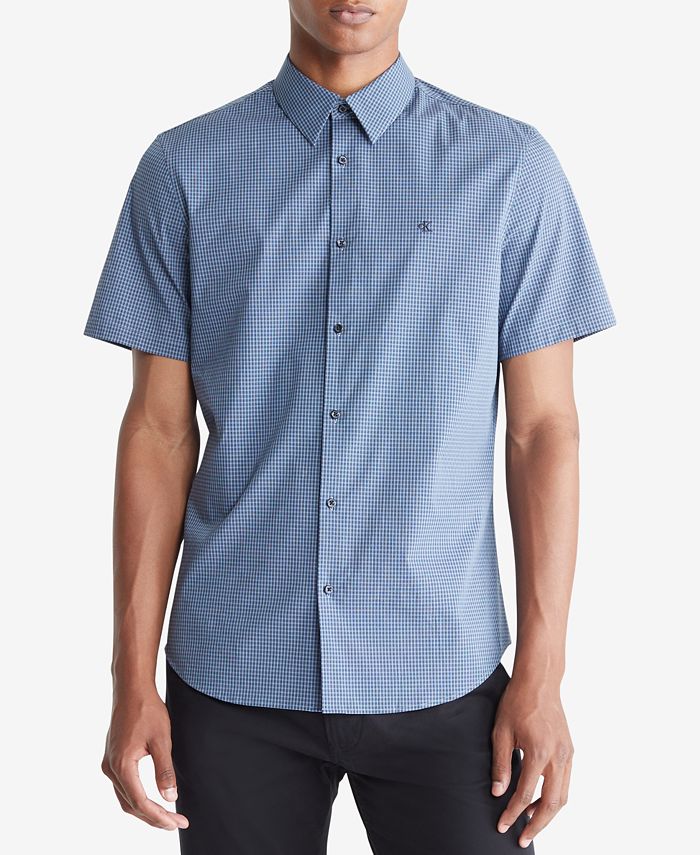 Calvin Klein Men's Slim-Fit Stretch Micro-Check Button-Down Shirt - Macy's