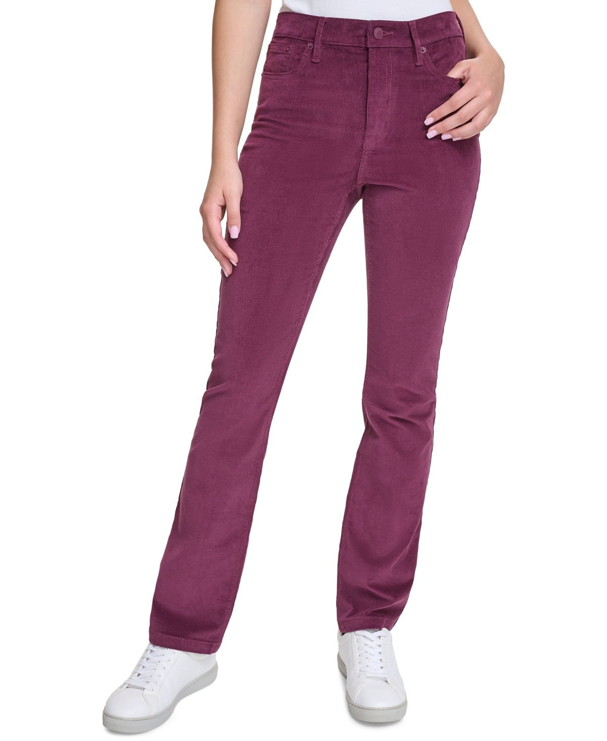 Shop Calvin Klein Jeans Est.1978 Women's High-rise Bootcut Corduroy Pants In Garnet