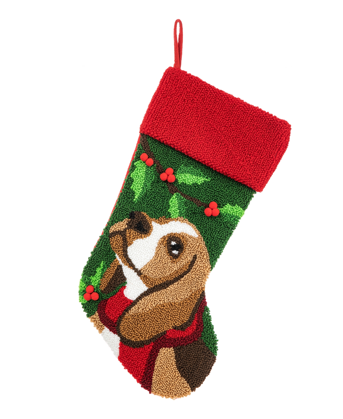 Glitzhome 20.5" L Hooked Stocking, Dog In Multi