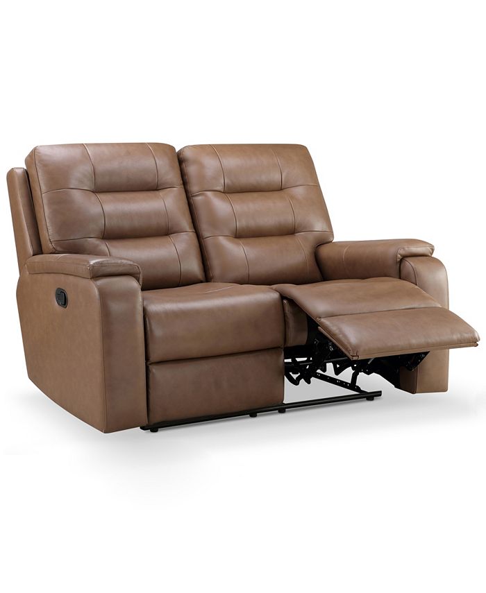 Abbyson Living Waylen 59" TopGrain Leather Manual Reclining Loveseat