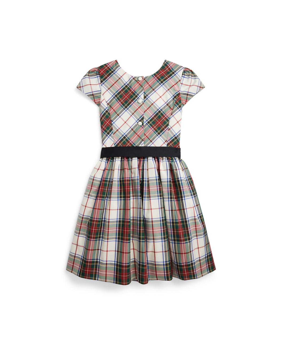 Shop Polo Ralph Lauren Big Girls Plaid Fit-and-flare Dress In Cream-red Multi