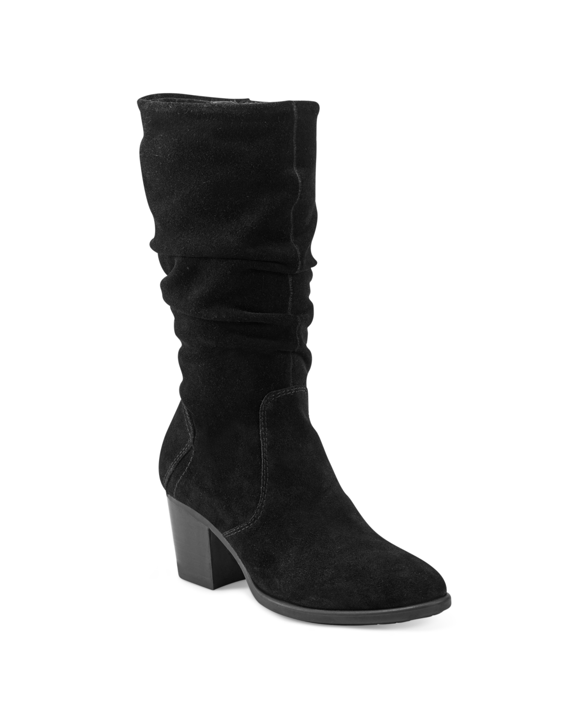 Shop Earth Women's Vine Block Heel Almond Toe Narrow Calf Casual Boots In Black Suede