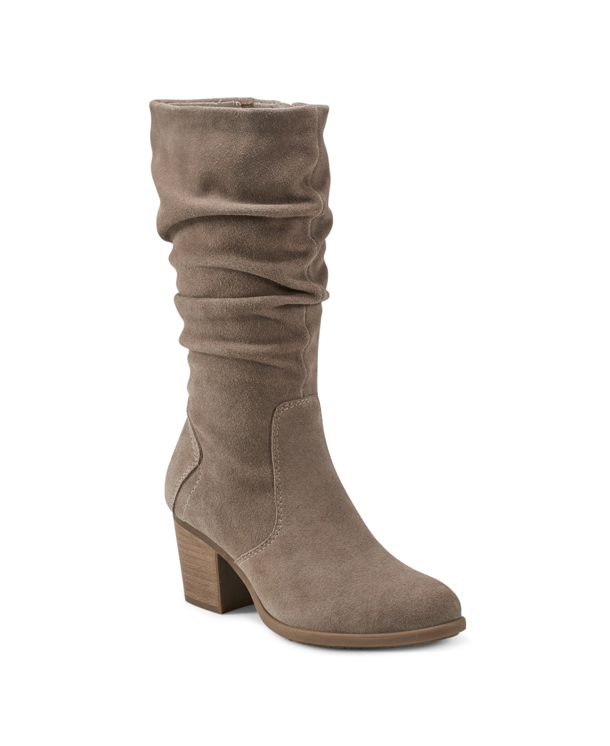 Earth Women's Vine Block Heel Almond Toe Narrow Calf Casual Boots In Taupe Suede