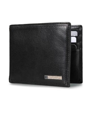 Men's Enameled Logo Leather Bifold Wallet