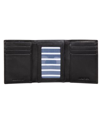 Men's Enameled Logo Leather Trifold Wallet