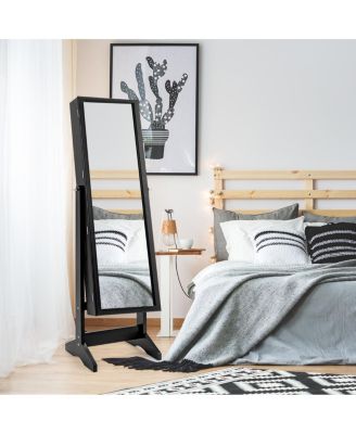 Jewelry Cabinet Stand Mirror Armoire Lockable Organizer Large Storage Box