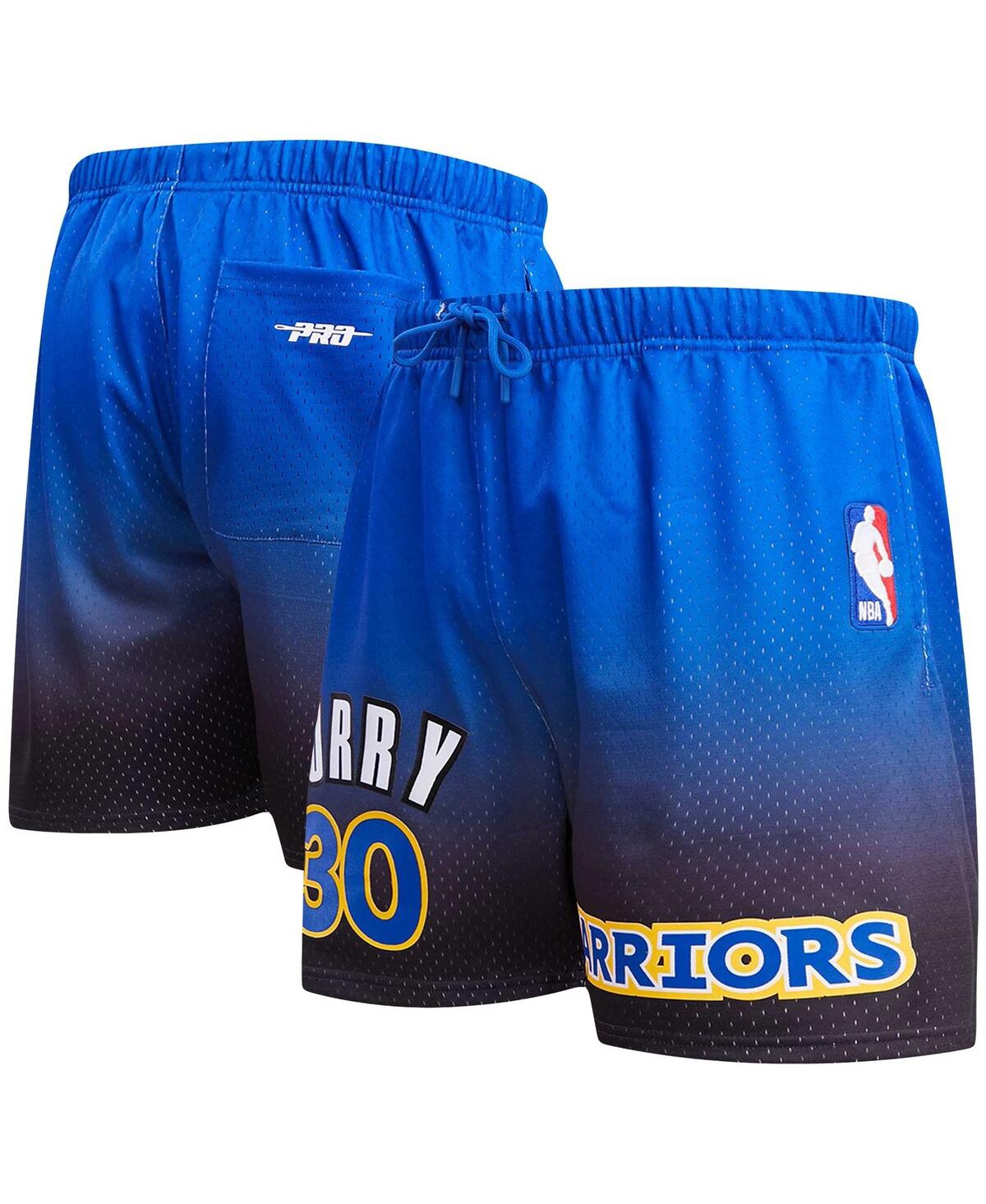 PRO STANDARD MEN'S PRO STANDARD STEPHEN CURRY ROYAL, BLACK GOLDEN STATE WARRIORS OMBRE NAME AND NUMBER SHORTS 