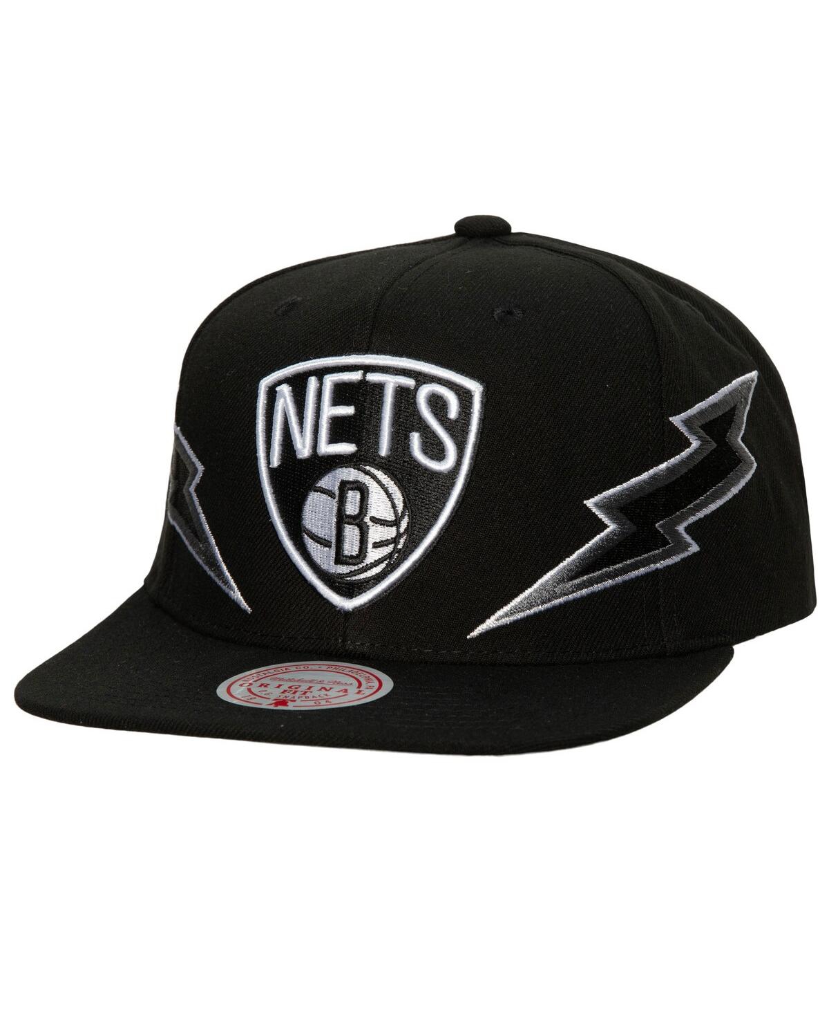 Men's Mitchell & NessBrooklyn Nets Hardwood Classics Soul Double Trouble Lightning Snapback Hat - Black