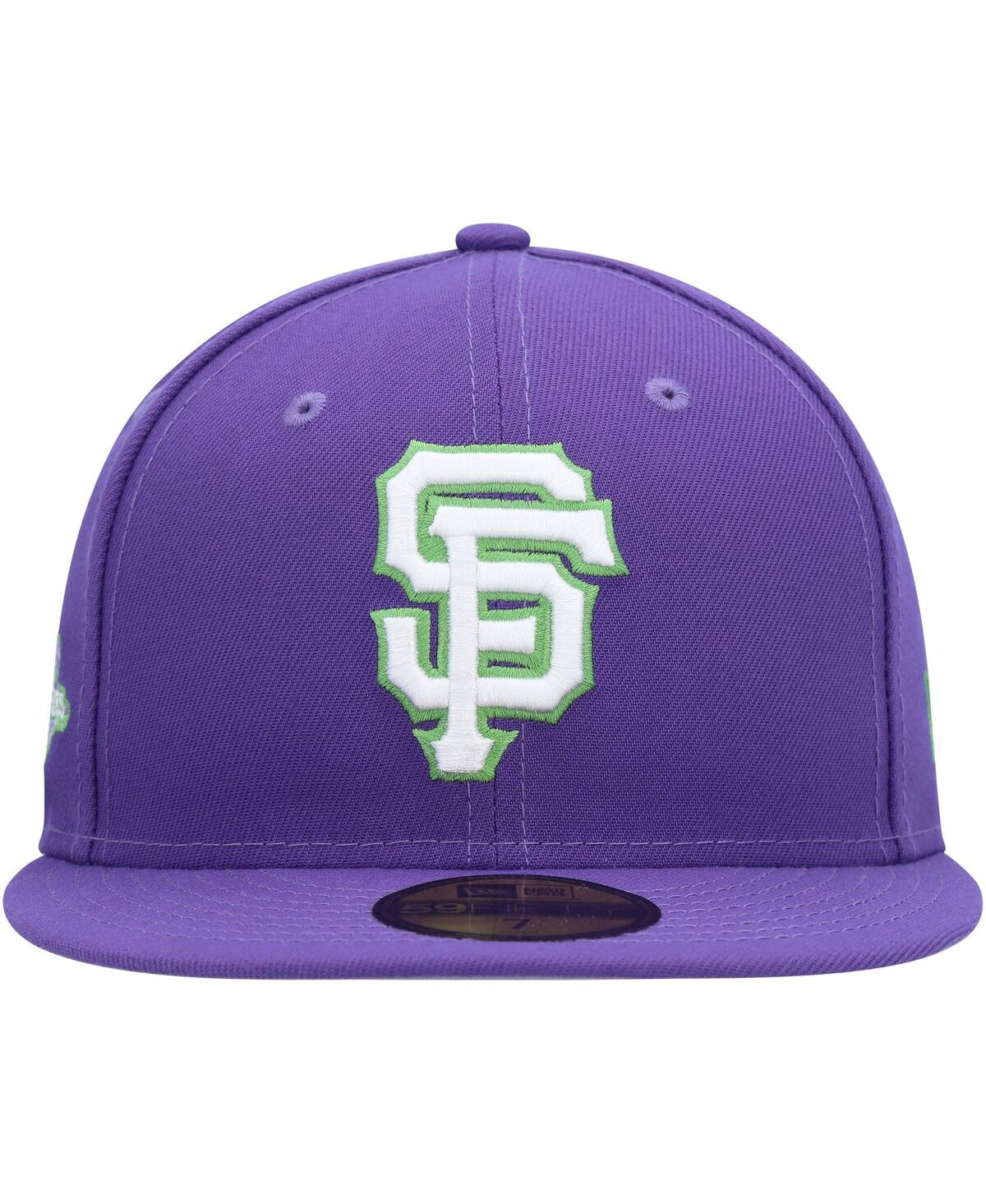 Men's New EraSan Francisco Giants Lime Side Patch 59FIFTY Fitted Hat - Purple