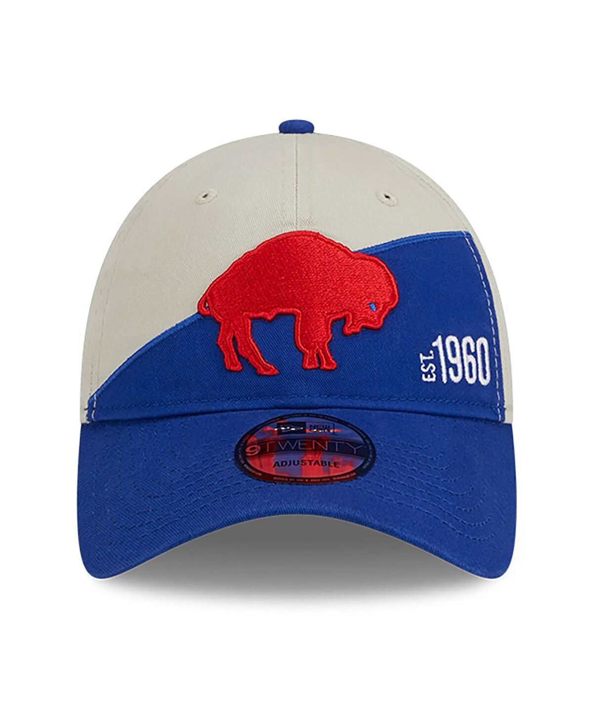 NEW ERA MEN'S NEW ERA CREAM, ROYAL BUFFALO BILLS 2023 SIDELINE HISTORIC 9TWENTY ADJUSTABLE HAT 