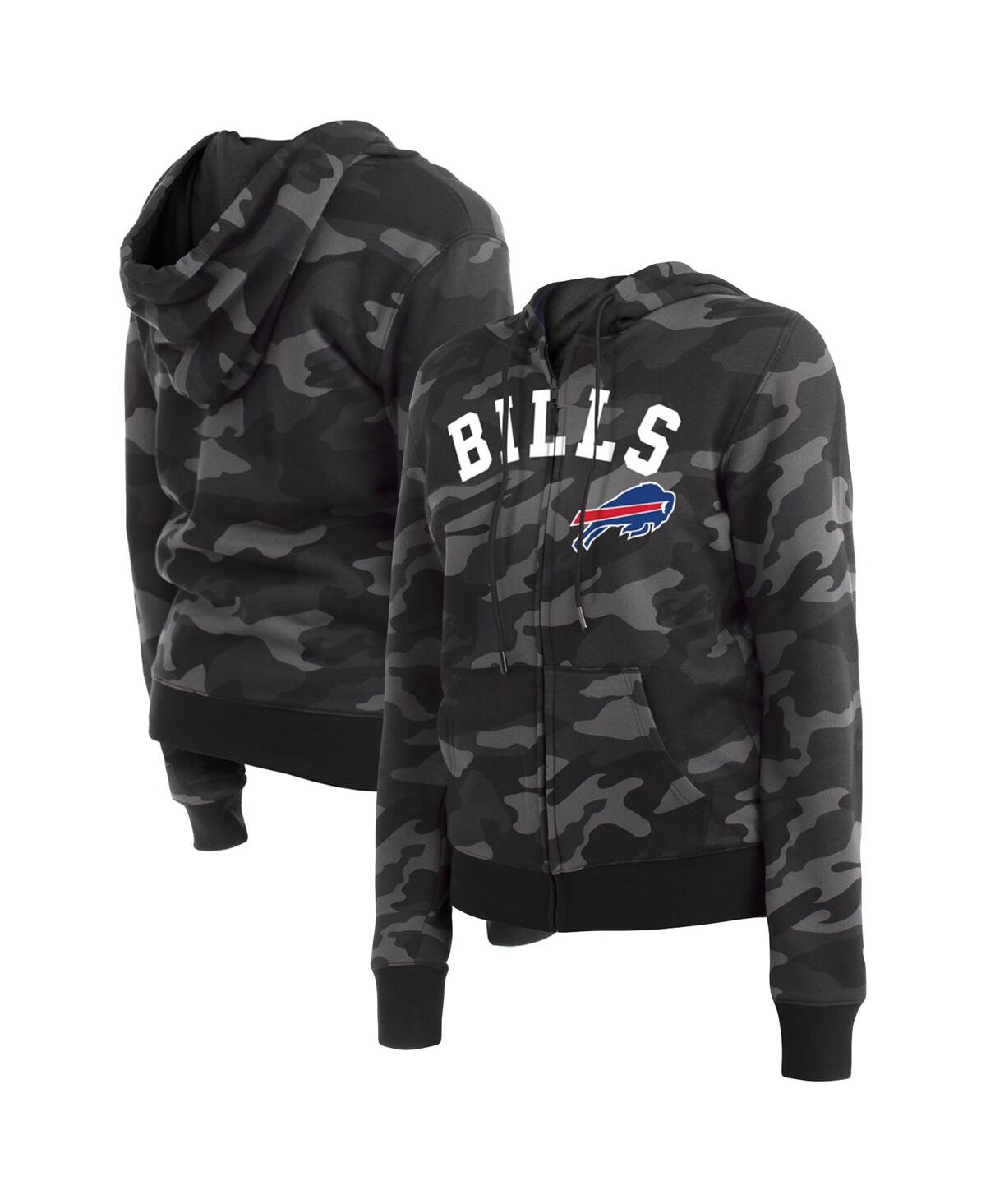 NEW ERA WOMEN'S NEW ERA BLACK BUFFALO BILLS CAMO FULL-ZIP HOODIE 