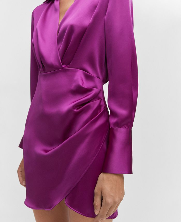 MANGO Women's Wrapped Satin Dress - Macy's