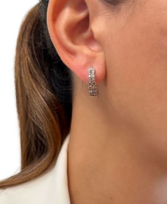 Ombr&eacute;&reg; Chocolate Diamond Ombr&eacute; In & Out Small Hoop Earrings (2-1/4 ct. t.w.) in 14k White Gold, 0.75"