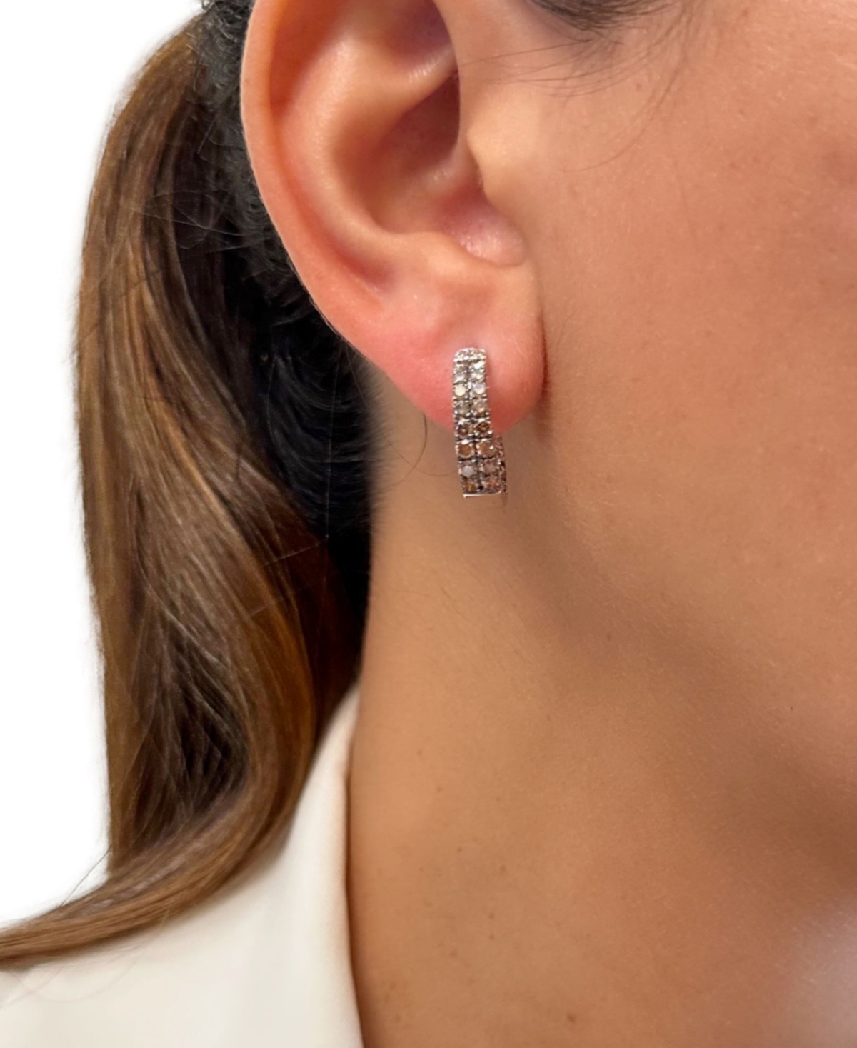 Le Vian Ombre Chocolate Diamond Ombre In & Out Small Hoop Earrings (2-1/4 ct. t.w.) in 14k White Gold, - 14K Vanilla Gold Earrings