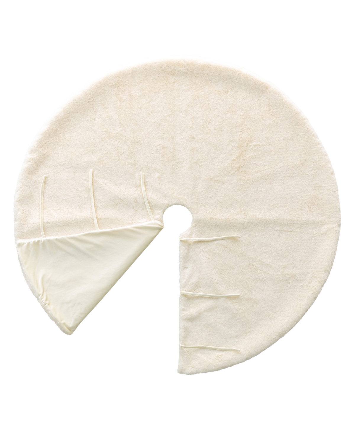 Glitzhome 48" D Faux Fur Christmas Tree Skirt In White