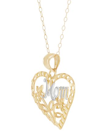 Macy's - Mom Heart 18" Pendant Necklace in 10k Gold