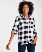 615 / Women's Flannel Shirt in Black/White Buffalo Check – Rocky