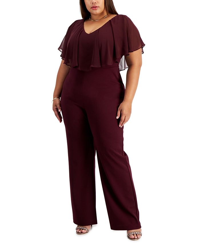Connected Plus Size Overlay Jumpsuit - Macy's