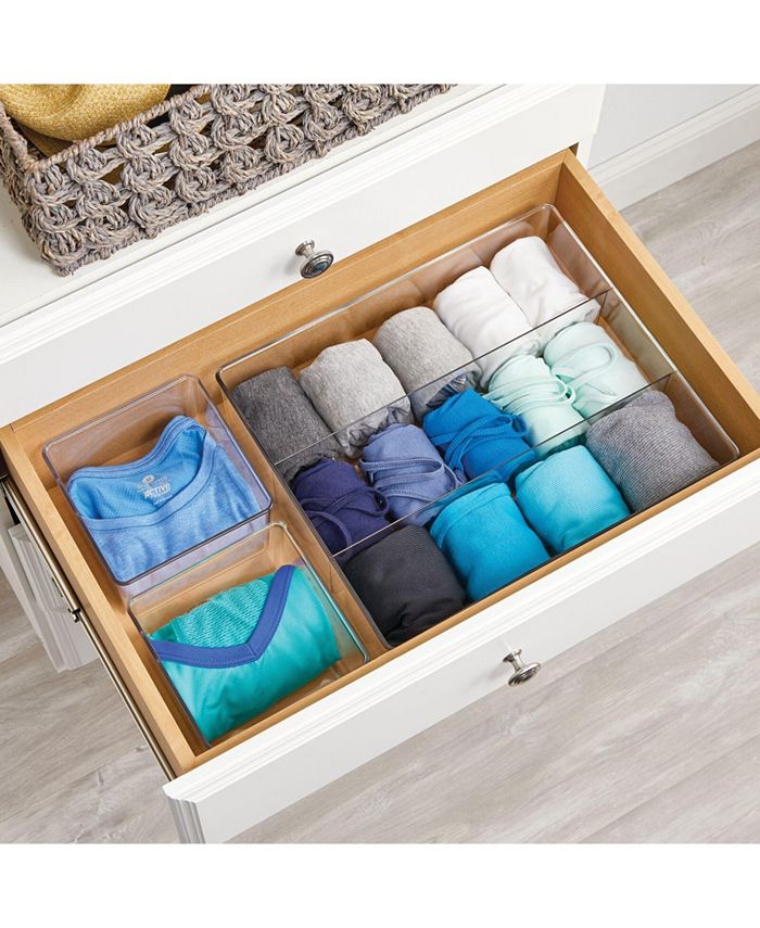 mDesign Plastic Square Drawer Organizer Container Bin for Closets, 4