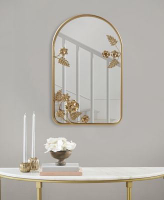 Adaline 16" x 26" x 2" Arched Metal Floral Wall Mirror