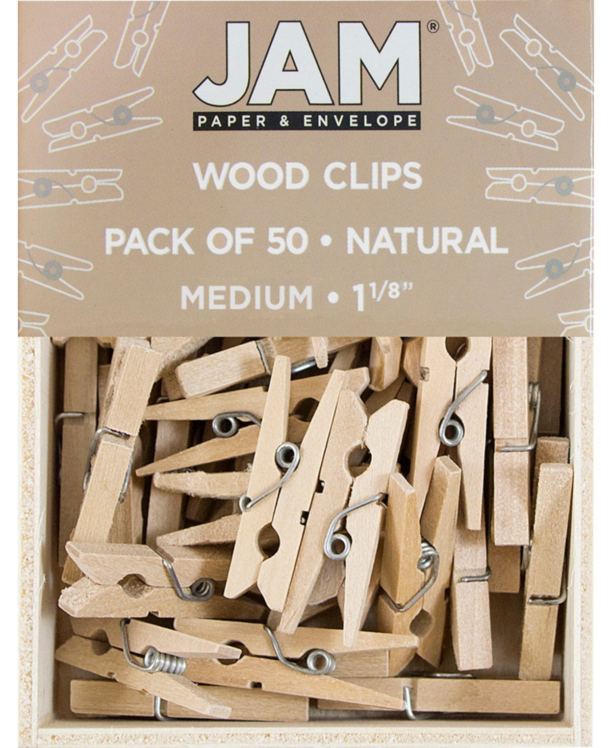 Jam Paper Wood Clip Clothespins In Natural