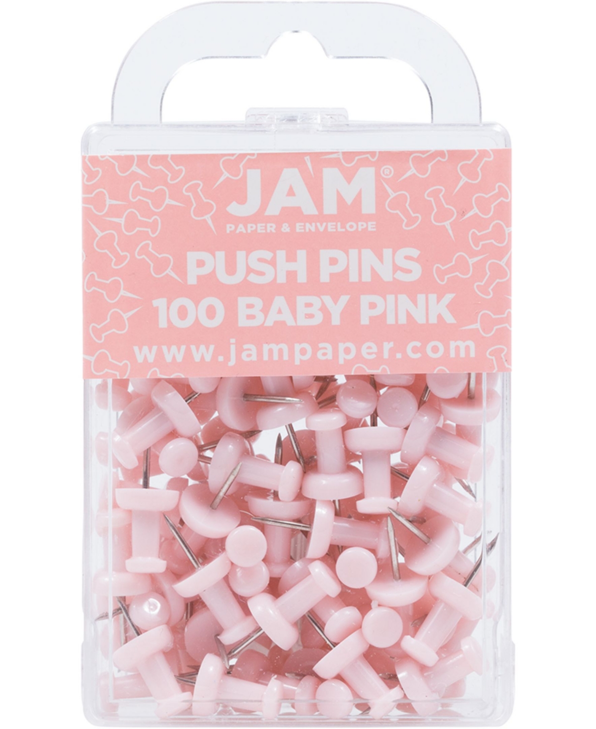 Jam Paper Colorful Push Pins In Baby Pink