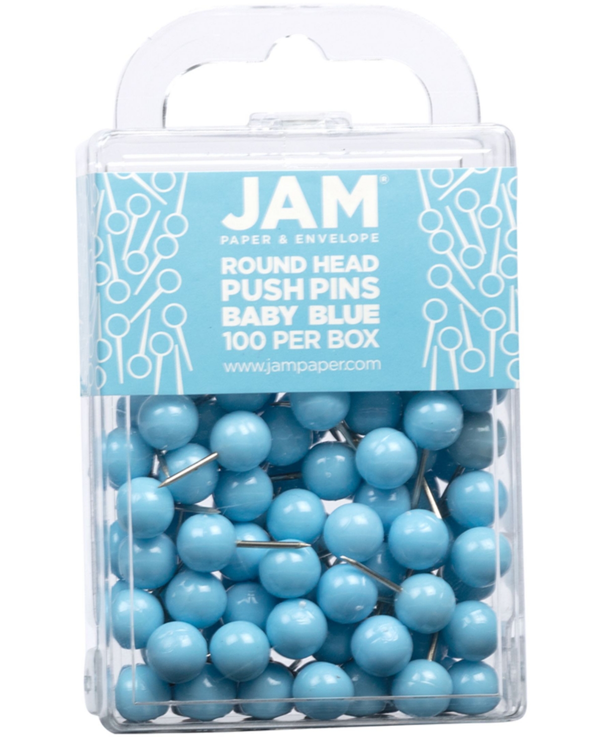 Jam Paper Colorful Push Pins In Baby Blue