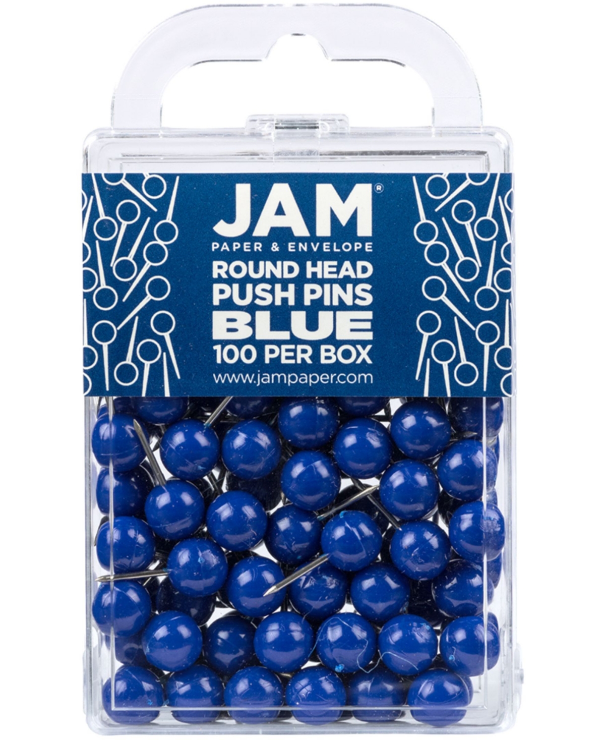 Jam Paper Colorful Push Pins In Clear