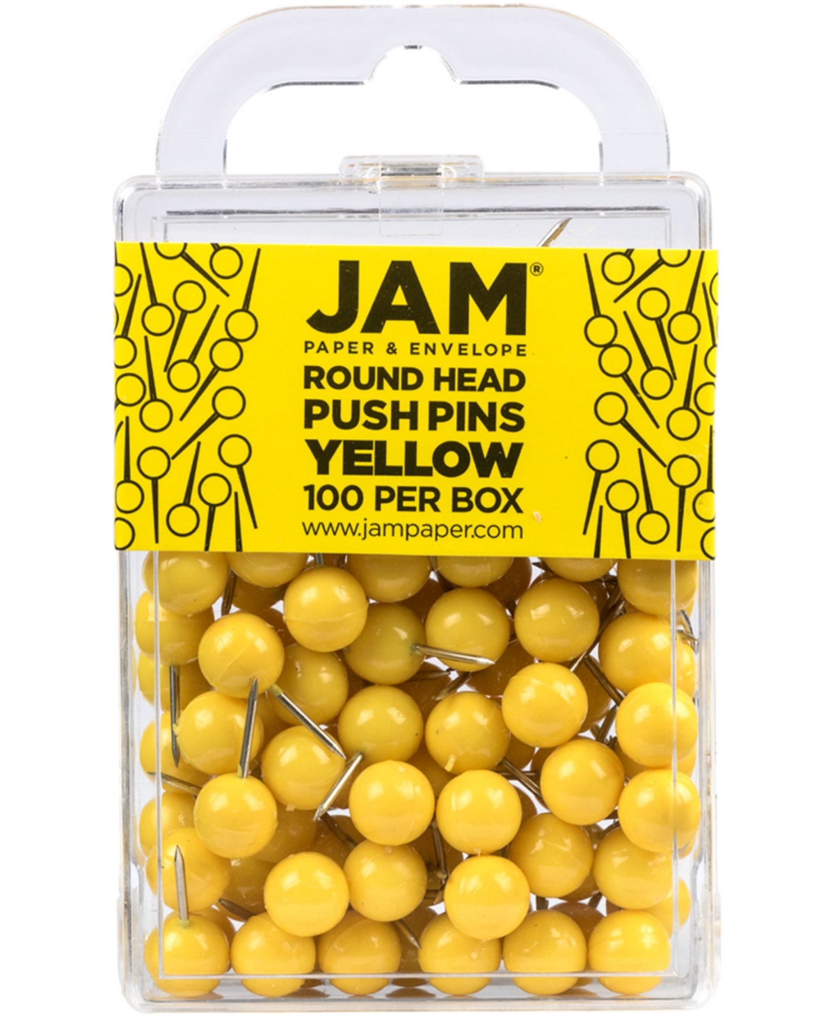 Jam Paper Colorful Push Pins In Yellow