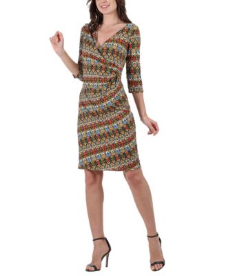 Women's Knee Length Faux Wrap Dress