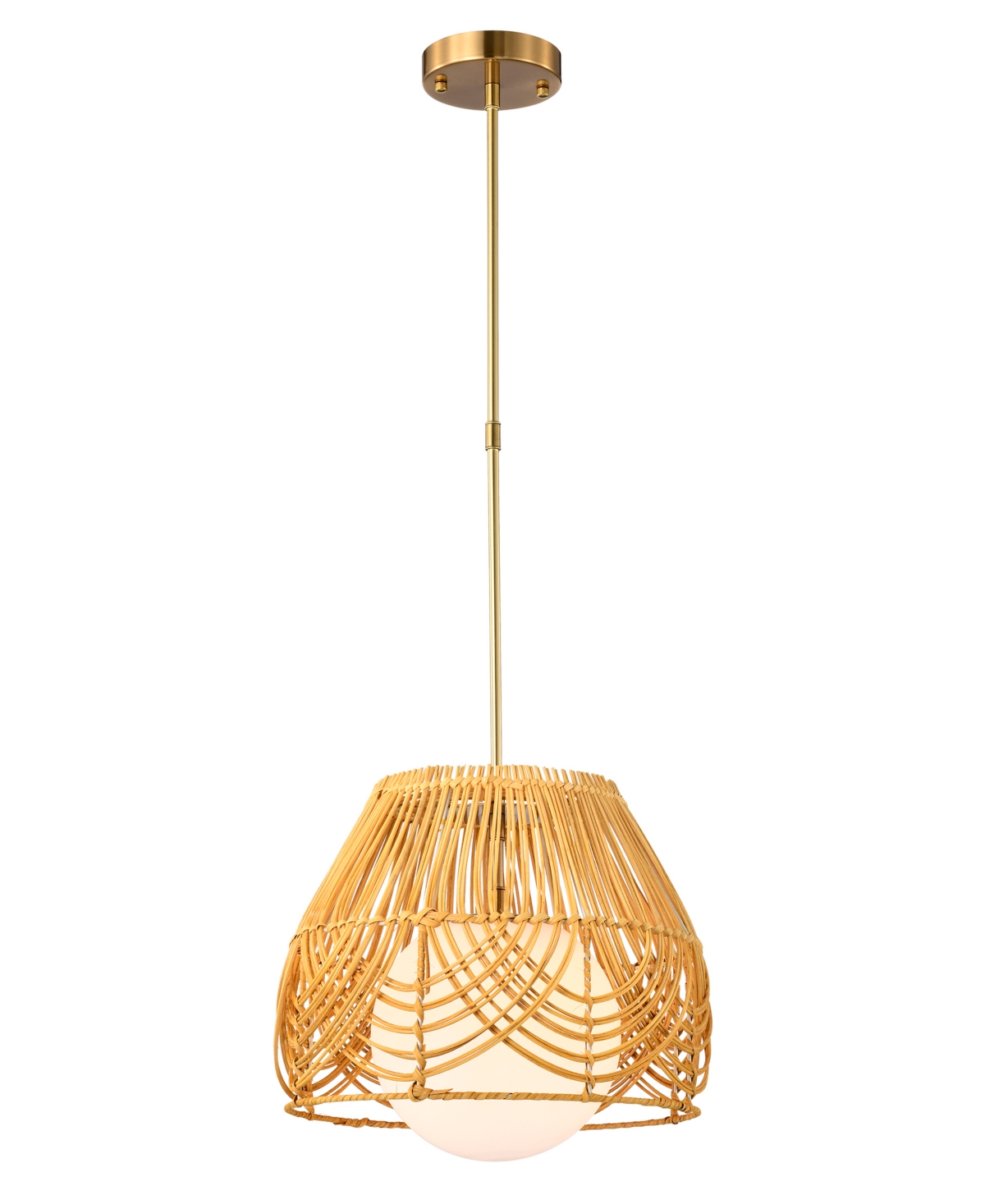Home Accessories Lotta 13" Indoor Finish Pendant With Light Kit In Brass And Woven Rattan