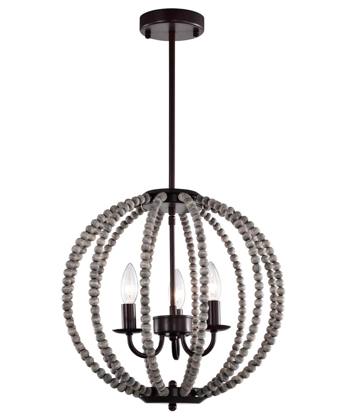 Home Accessories Casey 16" Indoor Finish Chandelier With Light Kit In Matte Dark Brown And Gray