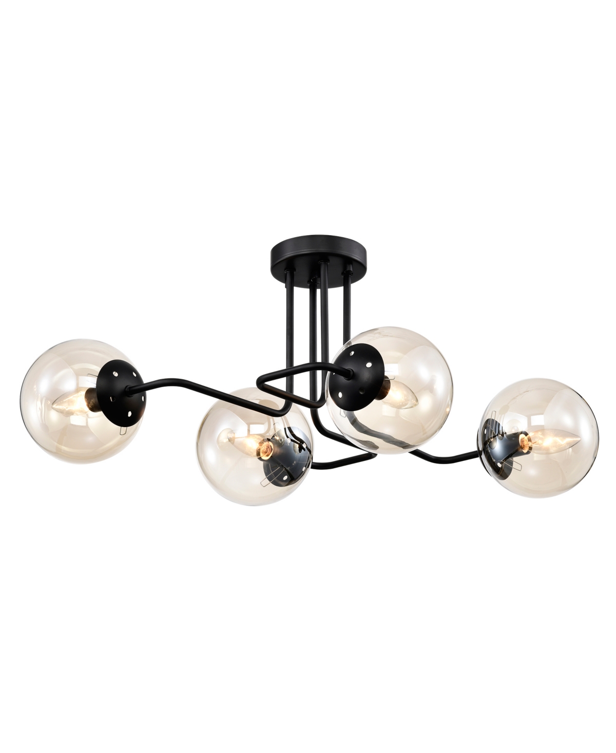 Home Accessories Ziza 22" 4-light Indoor Finish Semi-flush Mount Ceiling Light With Light Kit In Matte Black