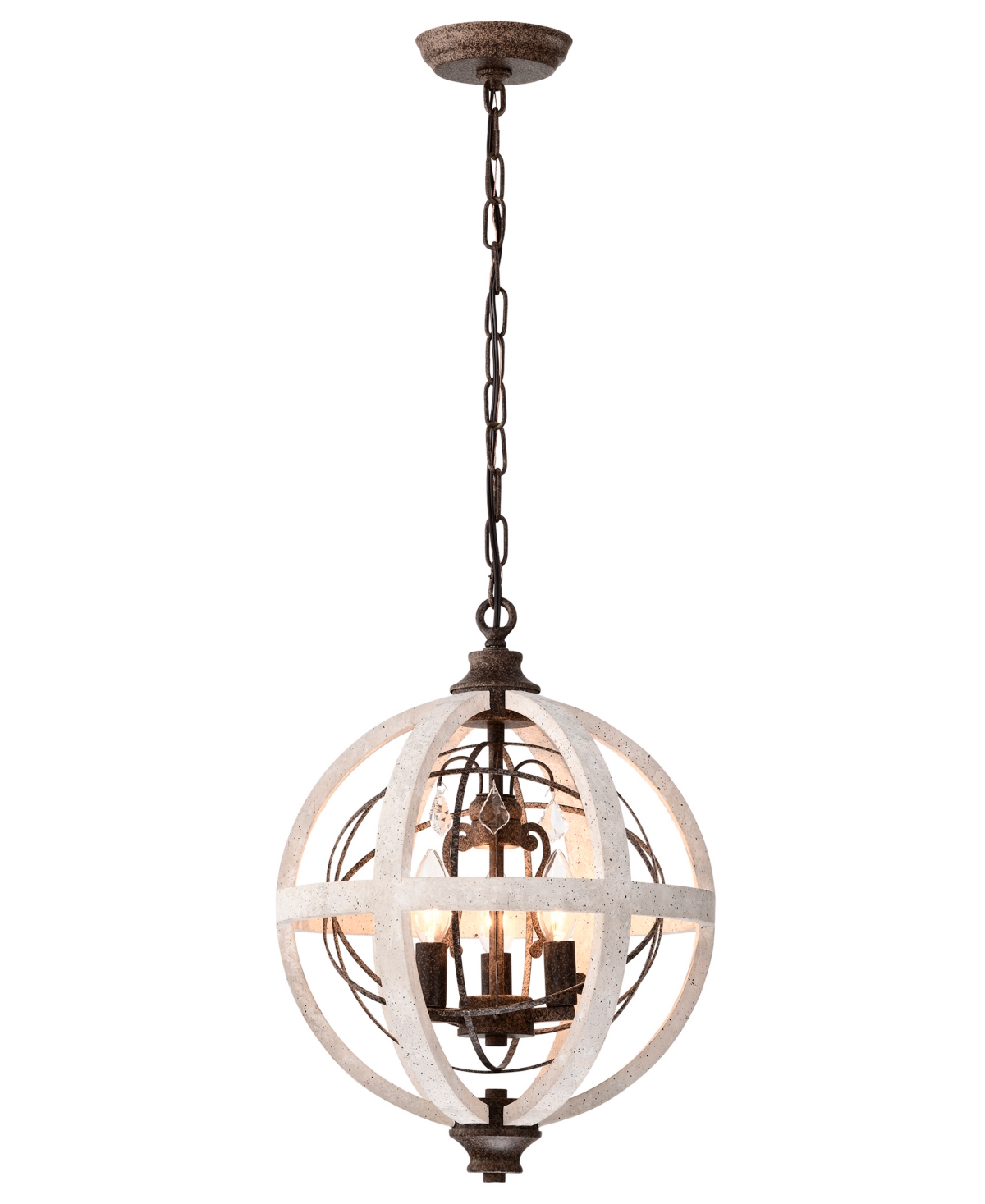 Home Accessories Reenie 14" Indoor Finish Chandelier With Light Kit In Rustic Brown And Weathered White