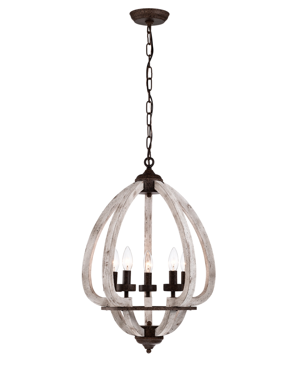 Home Accessories Nelly 18" Indoor Finish Chandelier With Light Kit In Rustic Brown And Weathered White