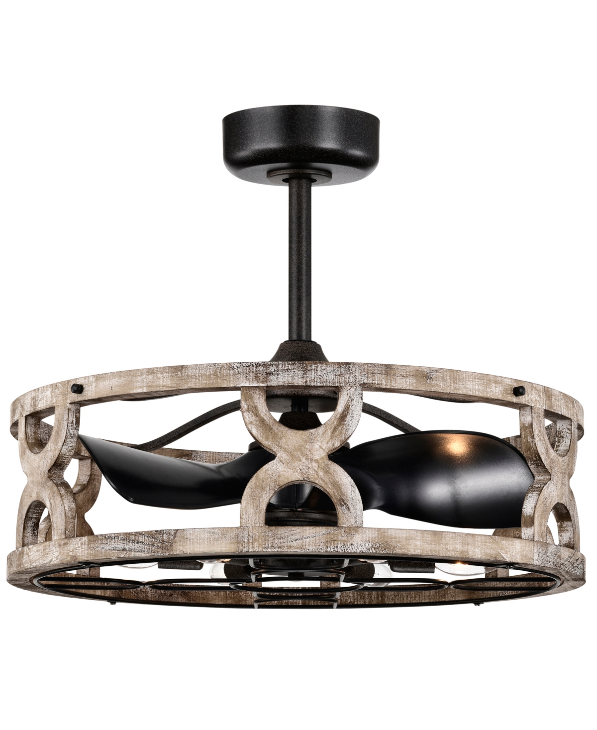 Home Accessories Kona 26" 6-light Indoor Finish Ceiling Fan With Light Kit In Matte Black And Faux Wood Grain