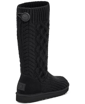 UGG BLACK TALL LATTICE CARDY KNIT SWEATER BOOTS Size 8 – Style