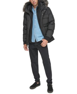 Men's Nisko Short Channel Quilted Puffer Jacket with Faux Fur Hood