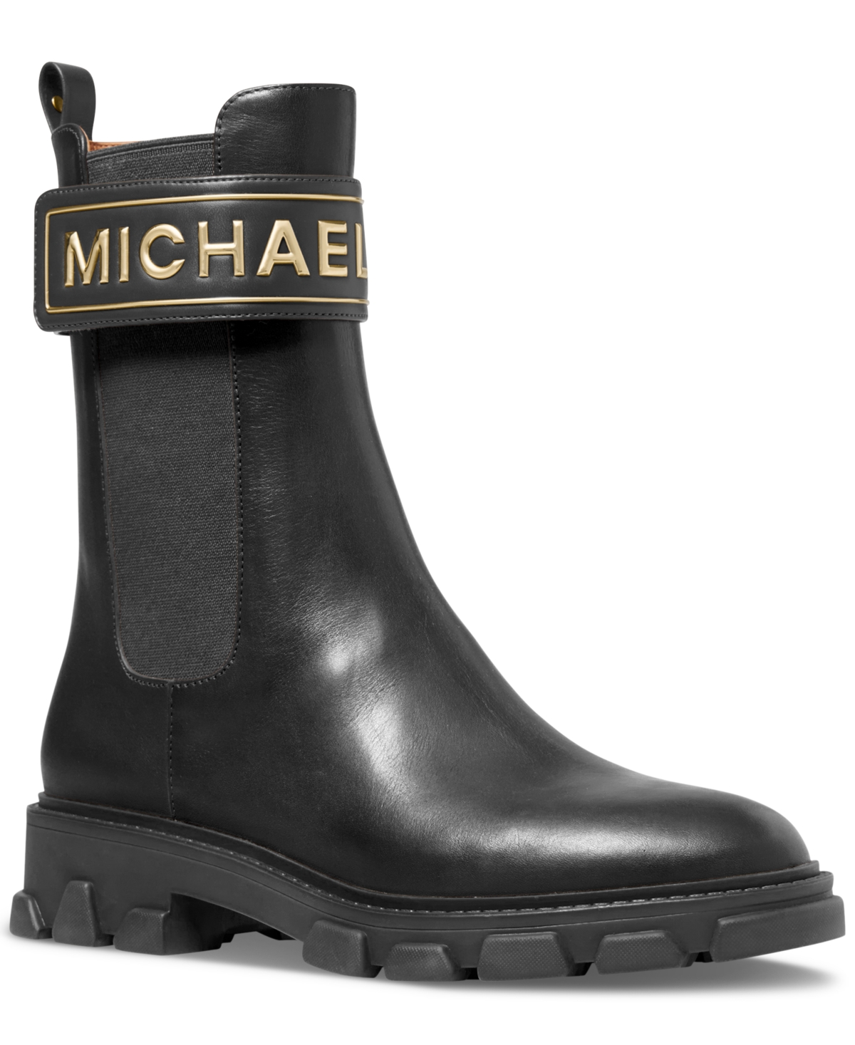Michael Kors Michael  Women's Ridley Signature Leather Pull-on Flat Chelsea Booties In Black