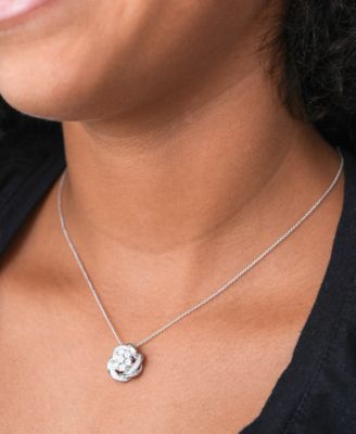 Diamond Flower 18" Pendant Necklace (1/4 ct. t.w.) in Sterling Silver, Created for Macy's