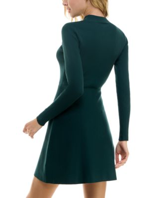 Juniors Button Skirt Fit & Flare Sweater Dress