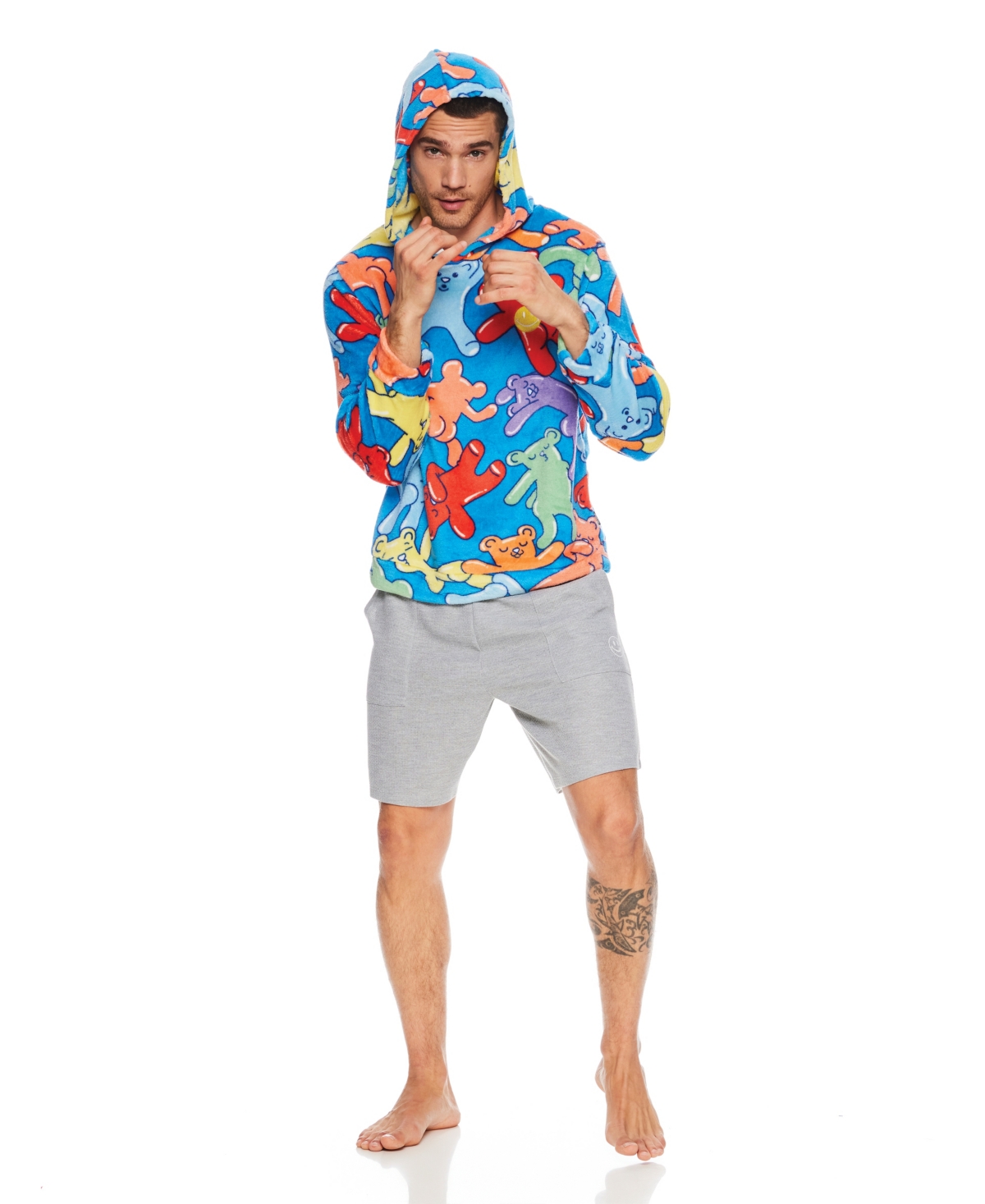 Joe Boxer Men's Long Sleeve Crew Neck Fleece Hoodie - Blue 3