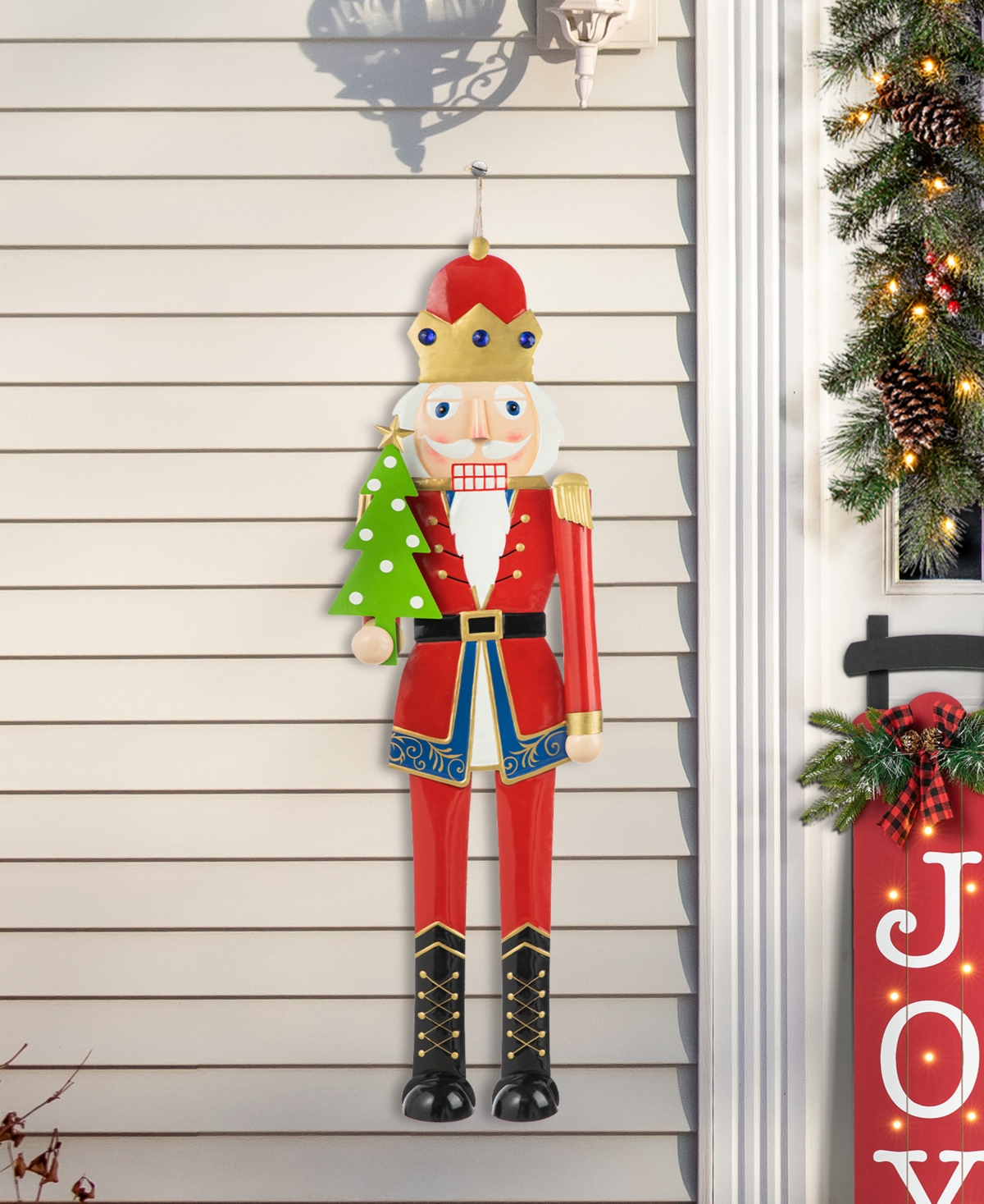 Glitzhome 43.25" H Metal Christmas Nutcracker Yard Stake Or Standing Decor Or Hanging Decor In Multi