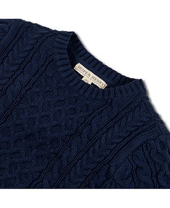 Hope & Henry Boys' Long Sleeve Fisherman Cable Pullover Sweater, Kids,  XX-Small