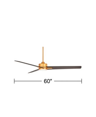 60" Monte Largo Mid Century Modern 3 Blade Large Indoor Ceiling Fan with Light LED Remote Control Soft Brass Black for House Bedroom Living Room Home Kitchen Dining Office - Casa Vieja
