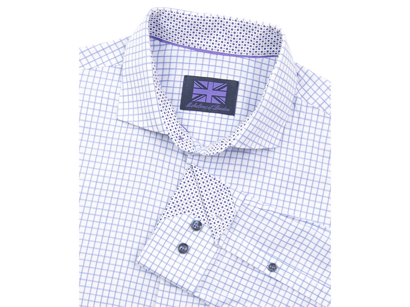 Мужская рубашка MICHELSONS OF LONDON Regular-Fit Mini-Check Dress Shirt, цвет: Синий — фото 4