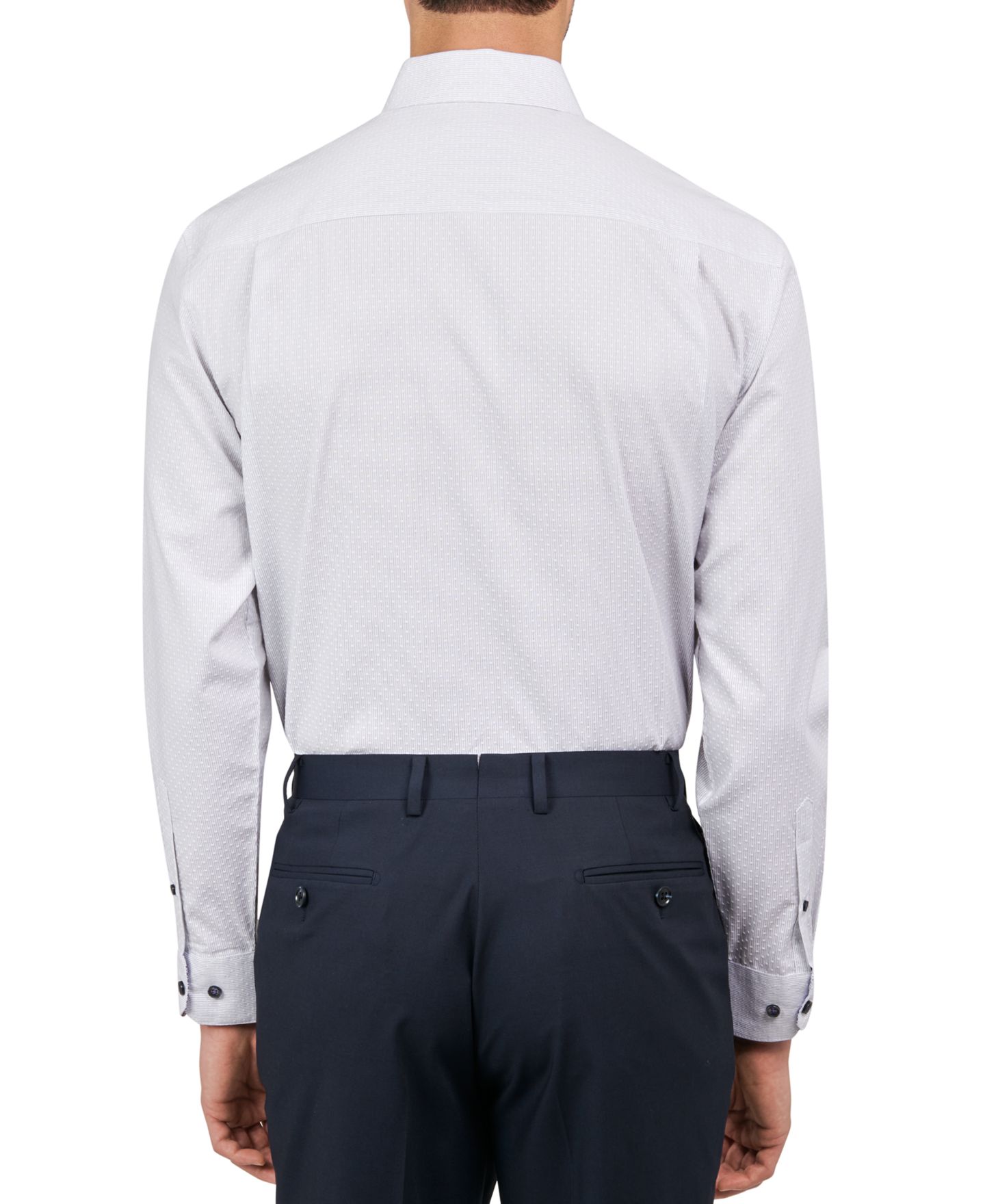 Мужская рубашка MICHELSONS OF LONDON Regular-Fit Fine Stripe Dress Shirt, цвет: Белый чёрный — фото 2