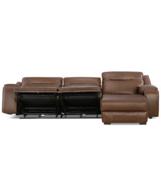 CLOSEOUT! Hansley 3-Pc Zero Gravity Leather Sofa with 2 Power Recliners and Chaise, Created for Macy's