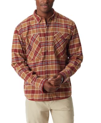 BASS OUTDOOR - Men's Stretch Flannel Button-Front Long Sleeve Shirt