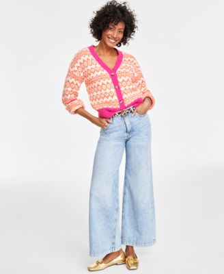 On 34th - Women's Fair Isle V-Neck Button-Front Cardigan